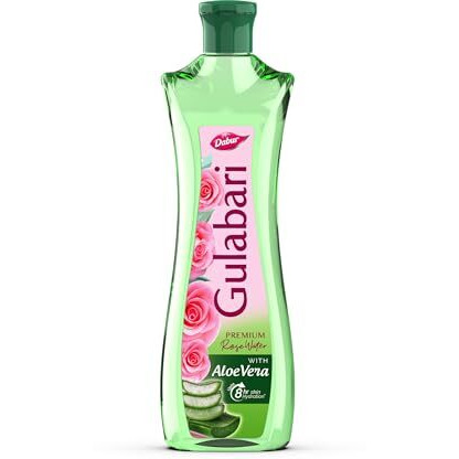 Dabur Gulabari Premium Rose Water With Aloe Vera - 400 Ml | Upto 8 Hr Skin Hydration | Cleanses, Tones And Moisturises Skin | For All Skin Types