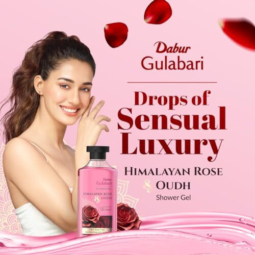 Dabur Gulabari Shower Gel-Himalayan Rose & Oudh - 250Ml | Sensual Aroma | Luxurious Body Wash | Radiant Rose Glow | No Parabens & Silicones | 99% Pure Glycerine | 100% Soap Free Body Wash