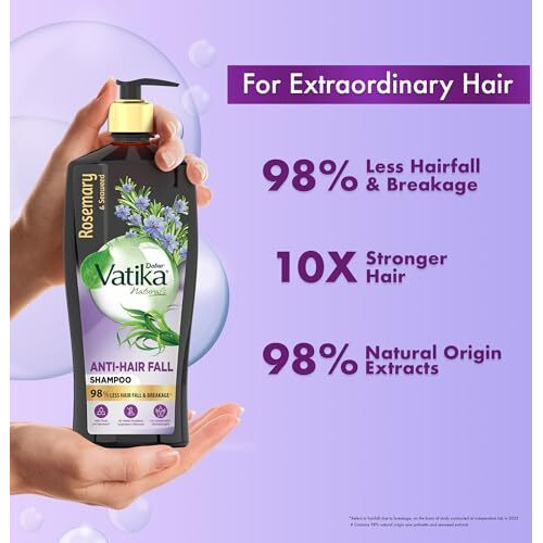 Dabur Vatika Rosemary & Seaweed Anti-Hairfall Shampoo - 640Ml|Reduces Hair Fall|Stimulates Hair Growth And Thickness|Co-Created With Dermatologist|No Sulphates, Silicones & Parabens|Animal Test Free