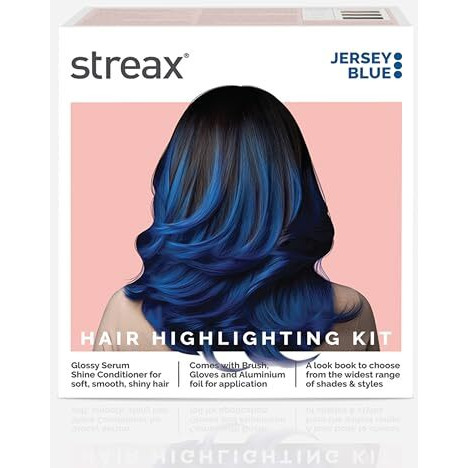 Streax Hair Colour Highlight Kit | Blue Jersey Blue - Pack Of 1 | Enriched With Walnut & Argan Oil | For Women | Rich, Vibrant, Easy To Use, Diy Application