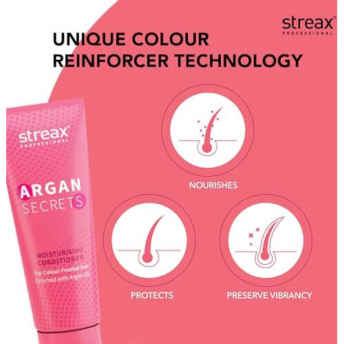 Streax Professional Argan Secret Conditioner | Hair Conditioner For Women Enriched With Argan Oil| Uv Filter For Color Protection | Retains Colour Upto 10 Weeks | 240Gm, (1 Count)