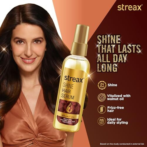 Streax Hair Serum 200Ml, Vitalized With Walnut Oil, For Hair Smoothening & Shine. Hair Serum For Dry, Frizzy Hair For Men And Women