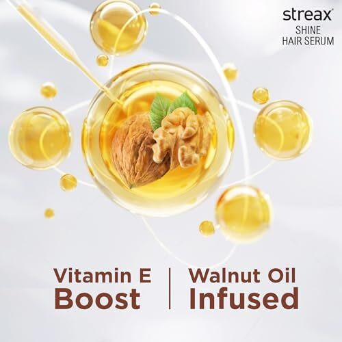Streax Hair Serum 200Ml, Vitalized With Walnut Oil, For Hair Smoothening & Shine. Hair Serum For Dry, Frizzy Hair For Men And Women