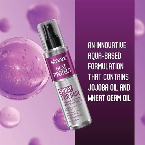 Streax Heat Protection Spray For Hair -100 Ml, Hair Styling Spray For Women & Men, Heat Protectant Spray For Hair Upto 250C & 2X Less Hair Breakage I Frizz Free & Helps In Damage Control