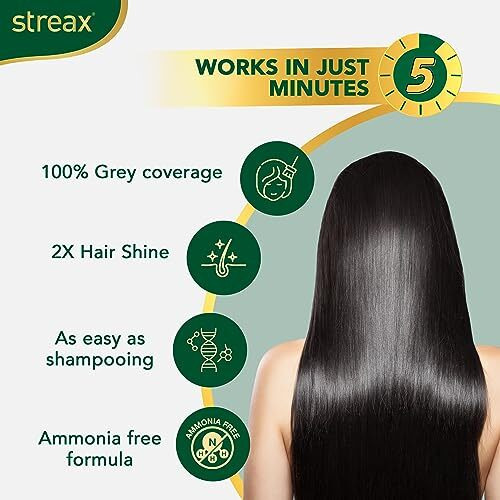 Streax Insta Shampoo Hair Colour For Women And Men, Dark Brown- Pack Of 5 | 100% Grey Coverage In 5 Minutes | Long Lasting, Easy To Use