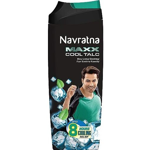 Navratna Maxx Cool Talc | Talcum Powder | Body Odour Protection & Strong Cooling Effect | Long Lasting Freshness & Fragrance, 400Gm