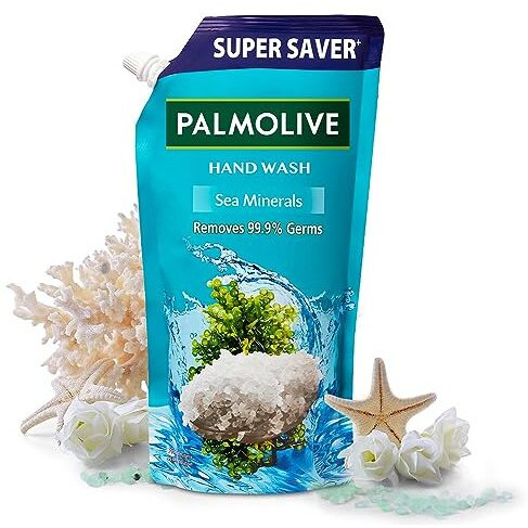 Palmolive Naturals Sea Minerals Liquid Hand Wash Refill 750Ml, Remove 99.9% Of Germs, Refreshing Fragrance Handwash Refill Pack,