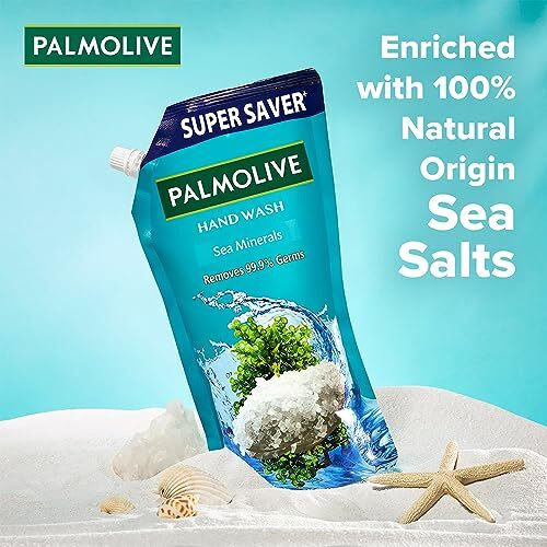 Palmolive Naturals Sea Minerals Liquid Hand Wash Refill 750Ml, Remove 99.9% Of Germs, Refreshing Fragrance Handwash Refill Pack,