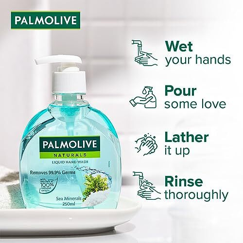 Palmolive Naturals Sea Minerals Liquid Hand Wash Refill 750Ml, Remove 99.9% Of Germs, Refreshing Fragrance Handwash Refill Pack,