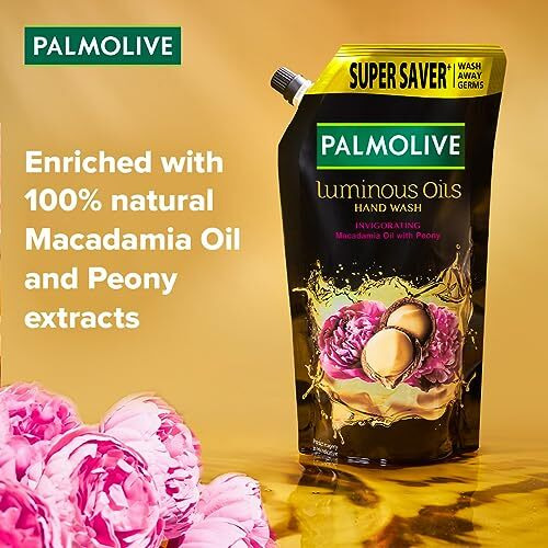 Palmolive Luminous Oils Invigorating Liquid Hand Wash, 750Ml Refill Pack With Macadamia Oil And Peony Extracts