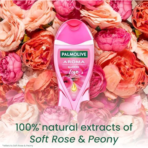 Palmolive Soft Rose&Peony Aroma Alluring Love Body Wash For Women&Men|Mood Boosting Fragrance|Brightening|For Youthful,Hydrated Skin|No Paraben&Silicone,Ph Balanced,Body Wash Shower Gel 250Ml