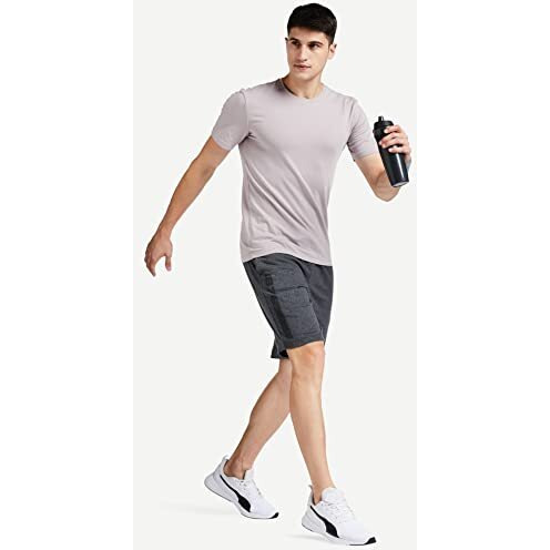 Jockey Men's Straight Fit Shorts (Am12_Charcoal Melange_Large)