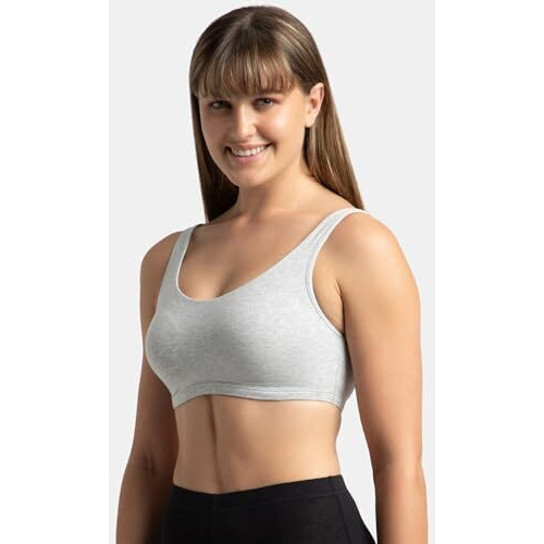 Jockey Women's Crop Top 1550_Steel Grey Melange_Xl