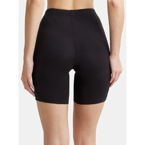 Jockey 1529 Women's High Coverage Super Combed Cotton Elastane Stretch Mid Waist Shorties With Concealed Waistband_Black_Xxl