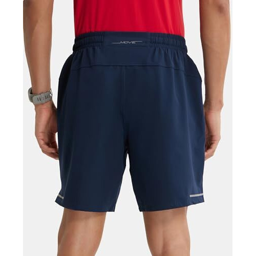Jockey Mv20 Men's Recycled Microfiber Elastane Stretch Straight Fit Solid Shorts With Stay Fresh Treatment_Navy_L