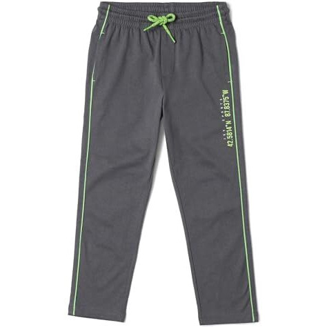 Jockey Ab13 Boy's Super Combed Cotton Rich Graphic Printed Trackpants With Piping Design And Side Pockets (Prints May Vary)_Gunmetal_11-12 Yrs