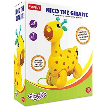Giggles Funskool Pull Along Nico The Giraffe, Activity & Learning Toys For Babies, Toddlers, For Baby Boys & Girls, Encourage Walking, Improve Balance, Multicolour, Gift Set For Kids, Ages 18+ Months