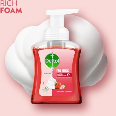 Dettol Foaming Handwash Pump + Refill Combo, Strawberry (250Ml + 200Ml) Rich Foam Moisturizing Hand Wash Soft On Hands