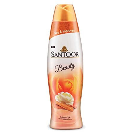 Santoor Beauty Talc With Sandalwood Extracts| Sandal, Rose, Musk & Geranium Mint Fragrance| Absorbs Excess Moisture| Dermatologically Tested| For All Skin Types (400G)