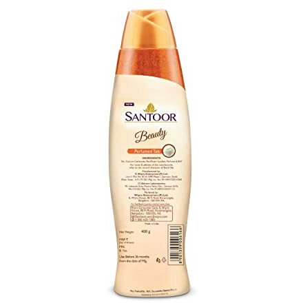Santoor Beauty Talc With Sandalwood Extracts| Sandal, Rose, Musk & Geranium Mint Fragrance| Absorbs Excess Moisture| Dermatologically Tested| For All Skin Types (400G)
