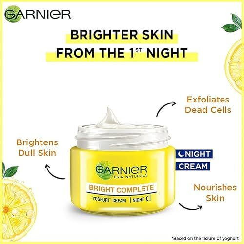 Garnier Skin Naturals, Night Cream, Anti-Dark Spots & Brightening, Bright Complete Vitamin C Yoghurt, 40 G