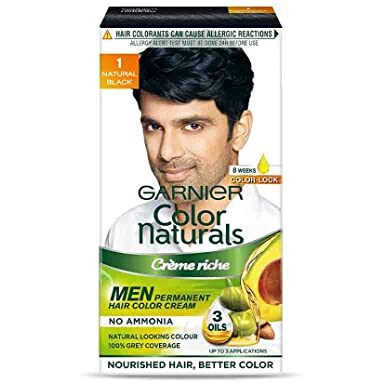 Garnier, Hair Colouring Creme, Long-Lasting Colour, Smoothness & Shine, Color Naturals Men, Shade 1 Natural Black, 30Ml + 30G
