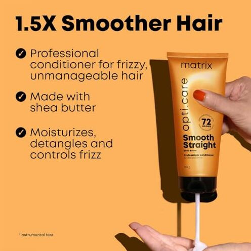 Matrix Opti Care Smooth Straight Professional Conditioner For Ultra Smooth Intensely Moisturized Hair With Shea Butter, Paraben Free, 196G