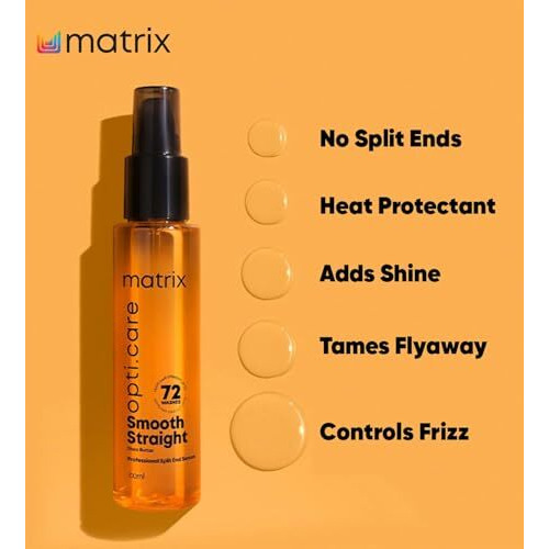 Matrix Opti.Care Smooth Straight Professional Serum For Frizzy, Unmanageable Hair | 96Hr Frizz Control* | Used By 1 Lakh Hairstylists | With Shea Butter, 100Ml