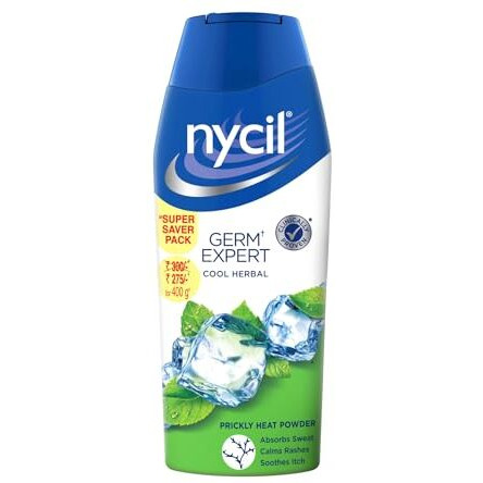 Nycil Germ Expert Cool Herbal Prickly Heat And Cooling Powder - 400 G | Get Relief From Skin Problems
