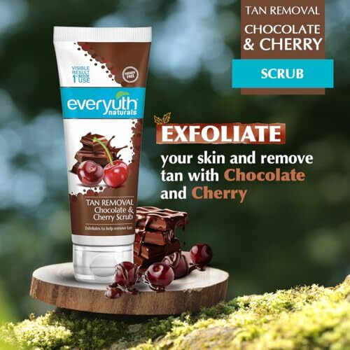 Everyuth Naturals Tan Removal Chocolate & Cherry Scrub|D Tan, Detoxify & Cleanse|Paraben Free| Antioxidant Choco & Multi-Vitamin Cherries|For Oily, Dry, Normal, Combination & Sensitive Skin - 100G