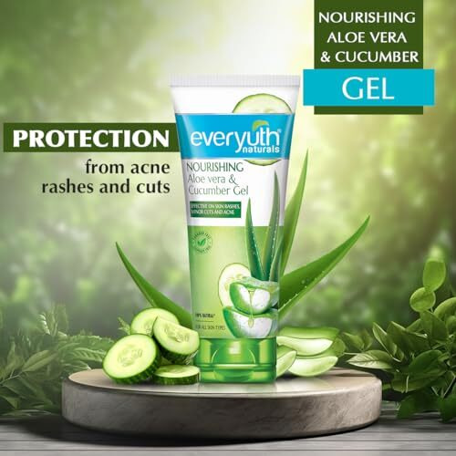 Everyuth Naturals Nourishing Aloe Vera & Cucumber Gel| Protects From Acne, Cuts & Rashes|Refreshing & Soothing Care|Paraben Free|For Oily, Dry, Normal, Combination & Sensitive Skin - 150 G