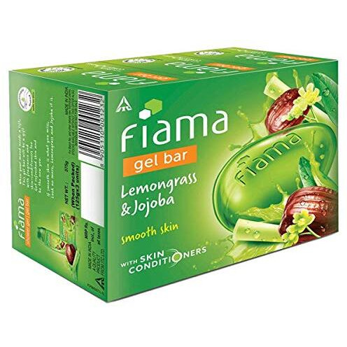 Fiama Gel Bar Lemongrass And Jojoba, 375G (125G - Pack Of 3), With Skin Conditioners For Smooth Skin, Bathing Soap For Women & Men, For All Skin Types
