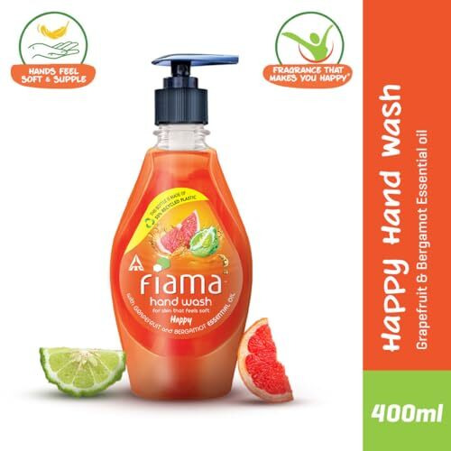 Fiama Happy Hand Wash, 400 Ml, With Grapefruit And Bergamot Essential Oil, Soft And Supple Hands, Fragrant Handwash