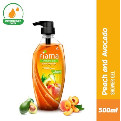 Fiama Body Wash Shower Gel Peach & Avocado, 500Ml, Body Wash For Women And Men With Skin Conditioners For Smooth & Moisurised Skin, Suitable For All Skin Types