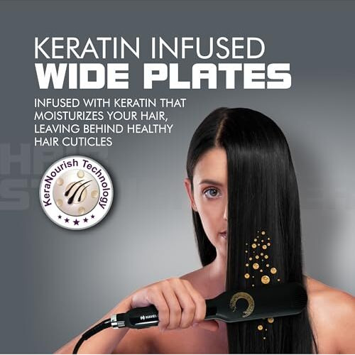 Havells Hs4122 Keratin Wide Plate Hair Straightener With Digital Display & Adjustable Temperature Heats Up Fast For All Hair Types Worldwide Voltage Compatible (Black)