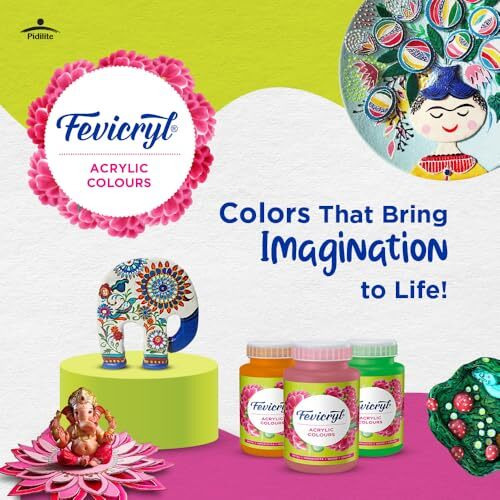 Fevicryl Acrylic Colour Light Green 500Ml | Art & Craft, Diy, Rich Pigment, Non-Craking Paint For Canvas, Wood, Leather, Earthenware, Metal | Ideal For School Projects, Hobbyists, Artists