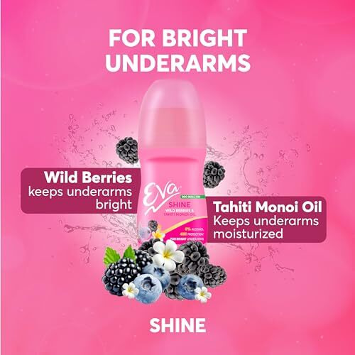Eva Underarm Roll On Deodorant | For Bright, Fresh & Smooth Underarms| With Wild Berries, Aloe & Cucumber Flavor | Alcohol & Aluminium Free | For Women (25Ml. Pack Of 3)