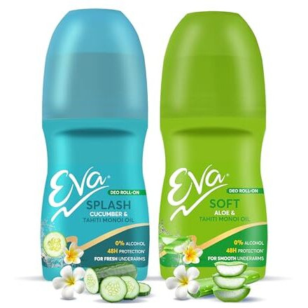 Eva Soft & Splash Deo Roll On Combo | For Fresh & Smooth Underarms | Alcohol & Aluminium Free | 48Hr Protection | For Women (50Ml. Pack Of 2)