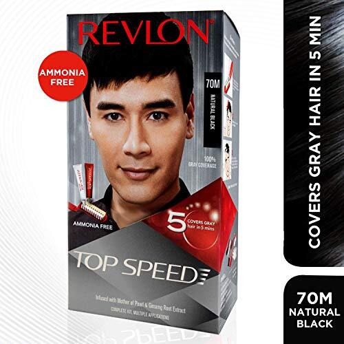 Revlon Top Speed Hair Color For Men Natural Black With Outrageous Conditioner 190Ml | 100% Grey Coverage In 5 Minutes | Prevent Fading, Add Volume, Softness & Shine To Hair
