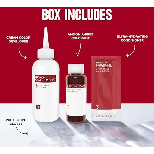 Revlon Colorsilk Permanent Hair Color For Women, Salon Perfect Hair Colour At Home With 100% Grey Coverage | Pro-Keratin & No Ammonia | Up To 8 Weeks Of Colour | Shade - Dark Brown 3N (Pack Of 1)