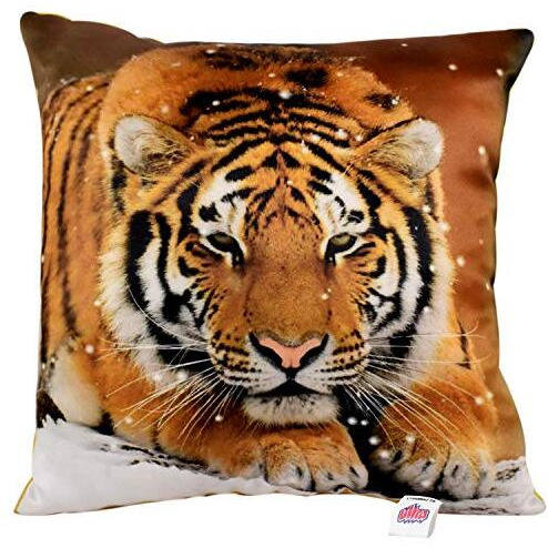 Ultra 12 Inch Cute Royal Tiger Digital Print Cushion Pillow Fully Stuffed Soft Plush Toy For Kids In Multicolour| Animal Toy Birthday | Anniversary | Christmas | Diwali | Home Dcor