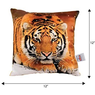 Ultra 12 Inch Cute Royal Tiger Digital Print Cushion Pillow Fully Stuffed Soft Plush Toy For Kids In Multicolour| Animal Toy Birthday | Anniversary | Christmas | Diwali | Home Dcor