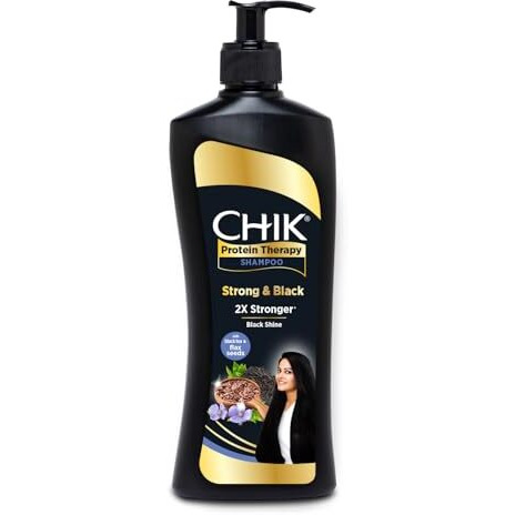 Chik Protein Therapy Shampoo |For 2X Stronger & Black Hair |With The Goodness Of Flax Seeds & Black Tea | 340Ml