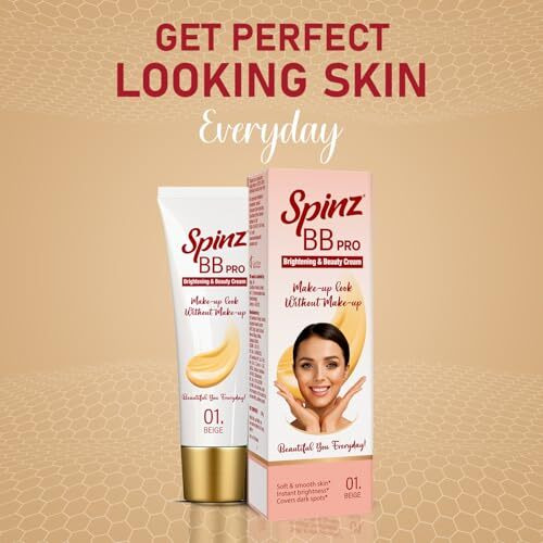 Spinz Bb Pro Brightening And Beauty Fairness Cream (Beige 01)  Silky Smooth Formula, Soft & Smooth Skin, Covers Dark Spots  29G | Makeup Look Without Makeup
