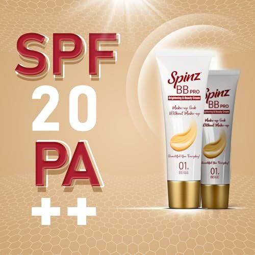 Spinz Bb Pro Brightening And Beauty Fairness Cream (Beige 01)  Silky Smooth Formula, Soft & Smooth Skin, Covers Dark Spots  29G | Makeup Look Without Makeup