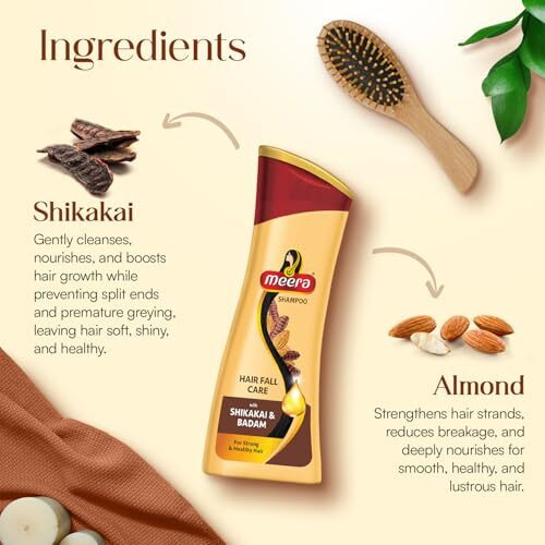 Meera Hairfall Care Shampoo | Enriched With Badam & Shikakai | Strengthens & Nourishes Hair | Paraben-Free | For Men & Women | 180 Ml | Healthy, Strong Hair