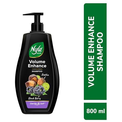 Nyle Naturals Volume Enhance Shampoo, With Blackberry, Reetha And Amla, Gentle & Soft Shampoo, Ph Balance And Paraben Free, For Men And Women, 800Ml