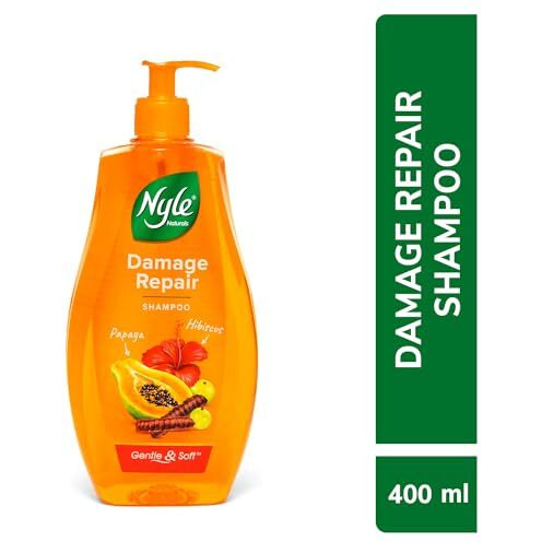 Nyle Naturals Damage Repair Shampoo 400 Ml | With Papaya, Hibiscus, & Shikakai | Ph Balanced & Paraben Free Gentle & Soft Shampoo For Women & Men