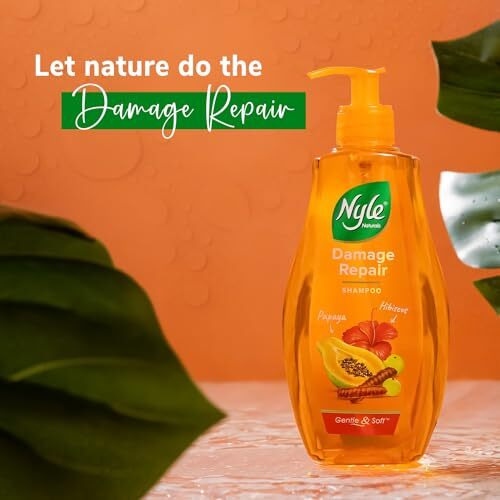 Nyle Naturals Damage Repair Shampoo 400 Ml | With Papaya, Hibiscus, & Shikakai | Ph Balanced & Paraben Free Gentle & Soft Shampoo For Women & Men