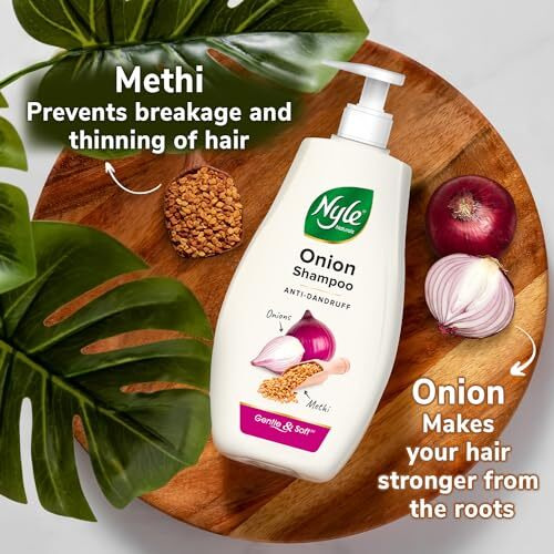 Nyle Naturals Onion Anti-Dandruff Shampoo, With Onion And Fenugreek, Gentle & Soft Shampoo, Ph Balanced And Paraben Free, For Men And Women, 800Ml